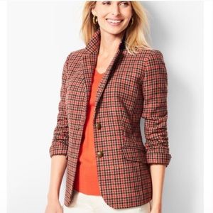 Talbots- Wool Blend Shetland Aberdeen Houndstooth Double Button Blazer